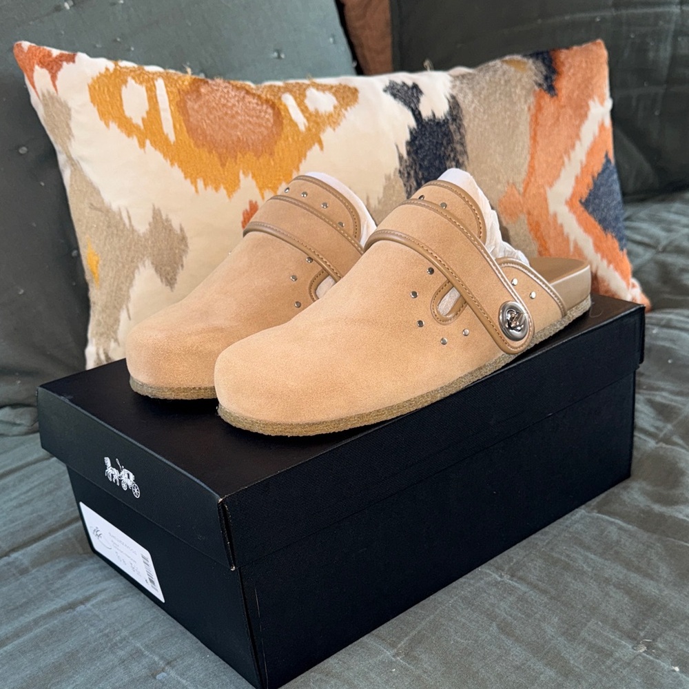 Authentic Coach Blake Suede Rivet Clogs